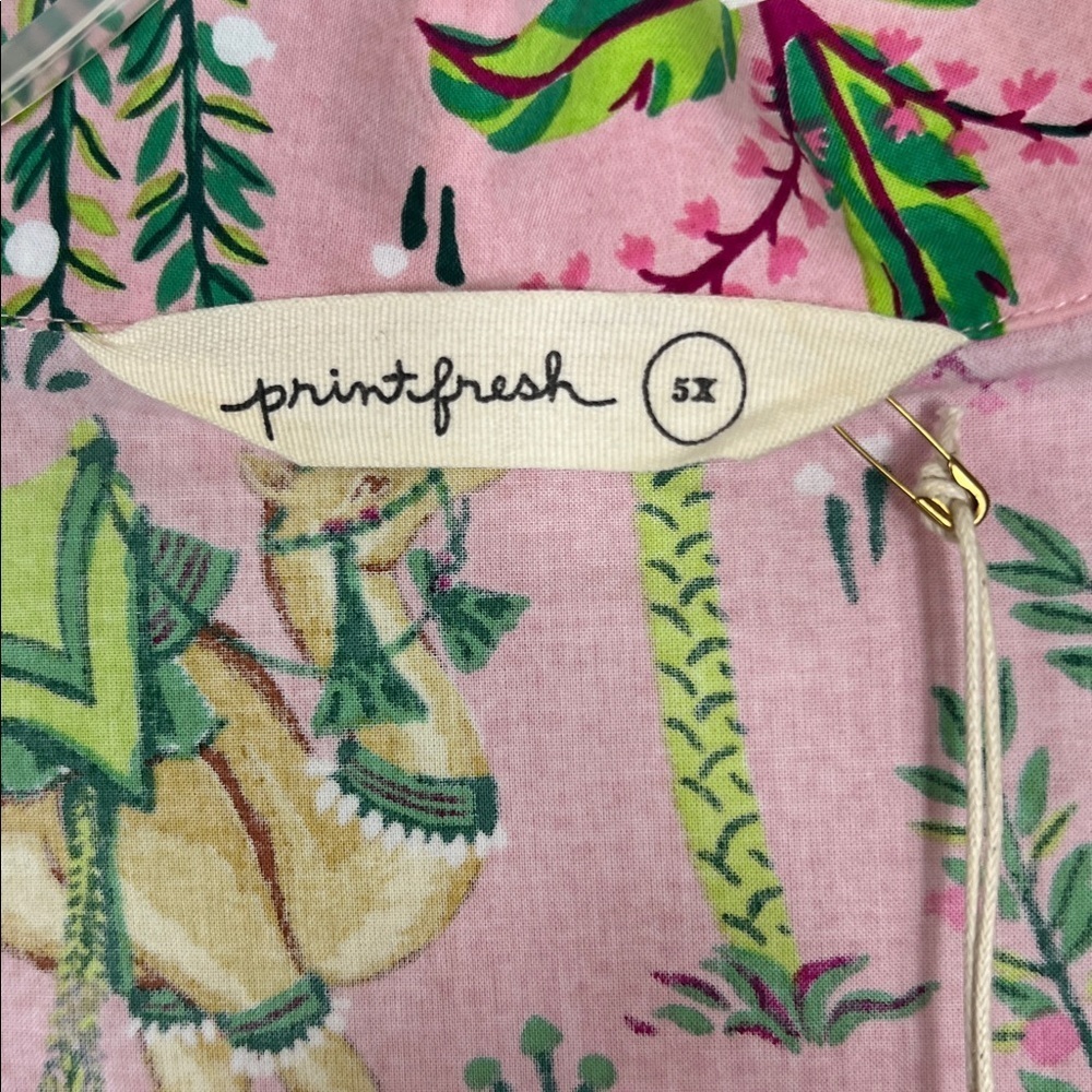 Printfresh Sz 5X Pajama Top Camel's Courtyard Pink & Green Organic Cotton NWT - Picture 3 of 9